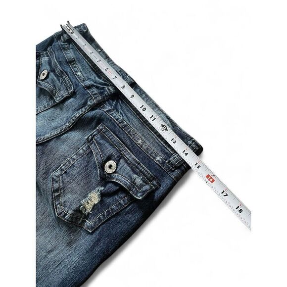 WALLFLOWER Vintage Y2K Low Rise Boot Cut Destroyed Flare Women's Jeans Great Con - Picture 3 of 8